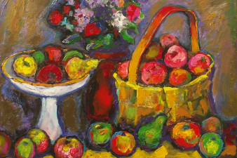 Яблоки и цветы. 2012. Холст, масло. 100х120